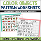 Color Objects Pattern Worksheets Cut and Paste Patterns