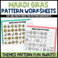 Mardi Gras Worksheets Cut and Paste Patterns