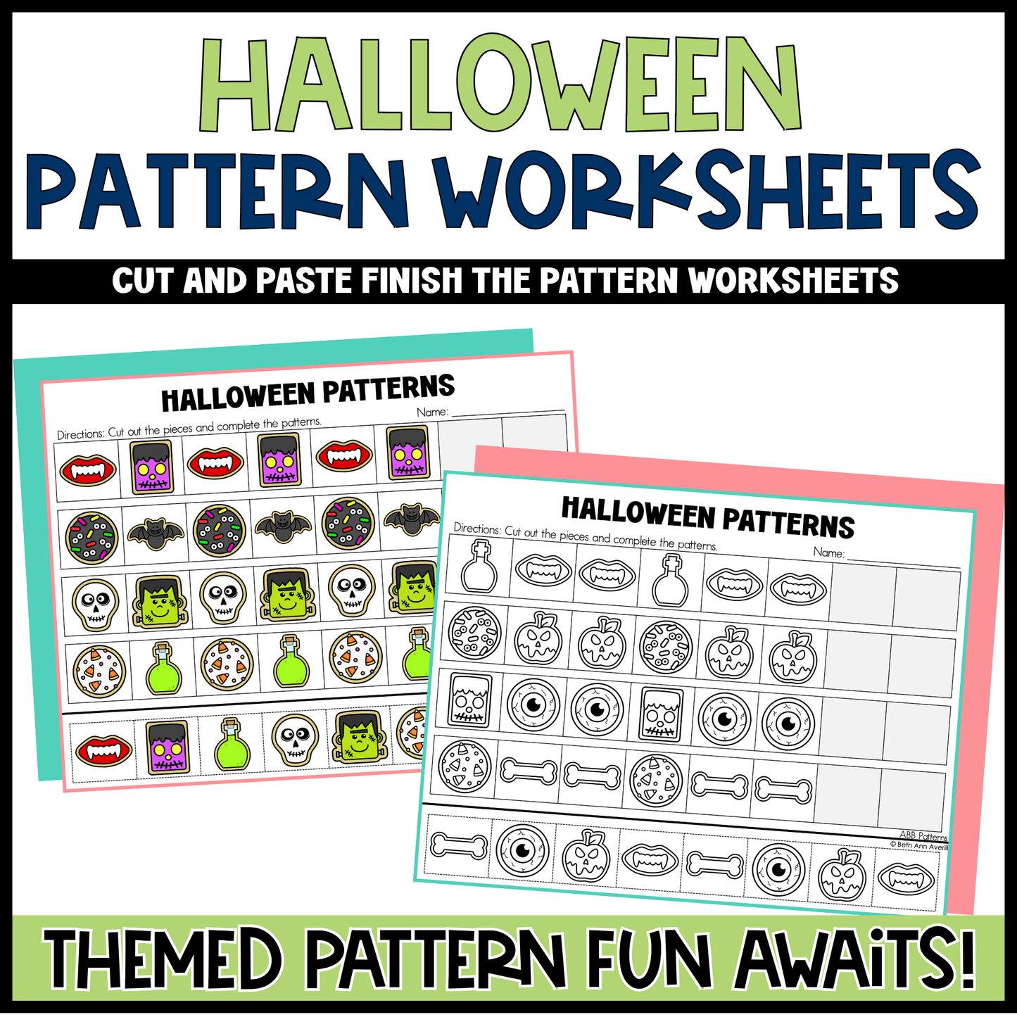 Halloween Worksheets Cut and Paste Patterns