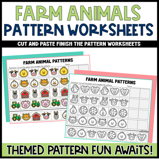Farm Animals Pattern Worksheets Cut and Paste Patterns