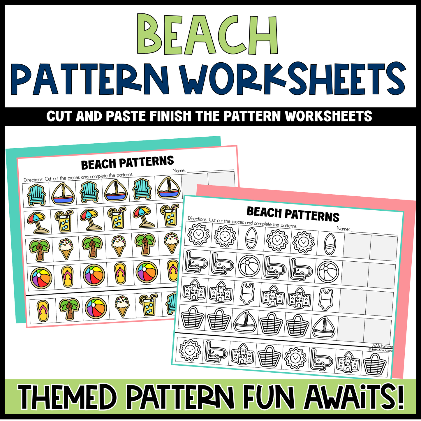 Beach Pattern Worksheets Cut and Paste Patterns