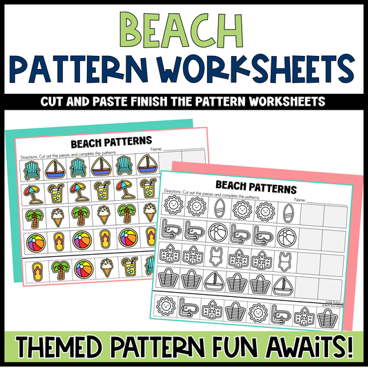 Beach Pattern Worksheets Cut and Paste Patterns