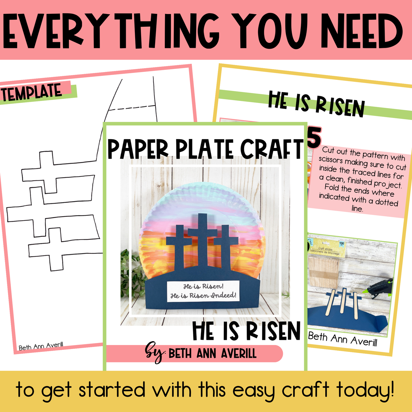 He is Risen Paper Plate Easter Craft