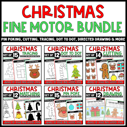 Christmas Fine Motor Bundle Pin Poke Directed Drawing Tracing Matching December