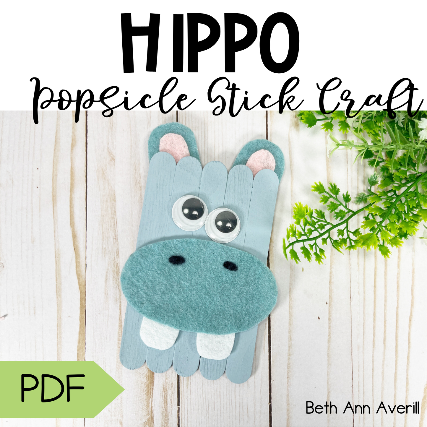 Hippo Popsicle Stick Craft