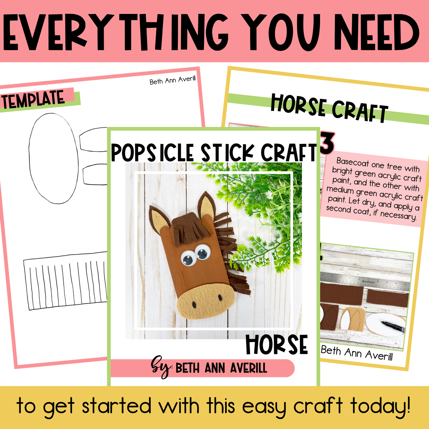 Horse Popsicle Craft - Farm Animal Popsicle Craft