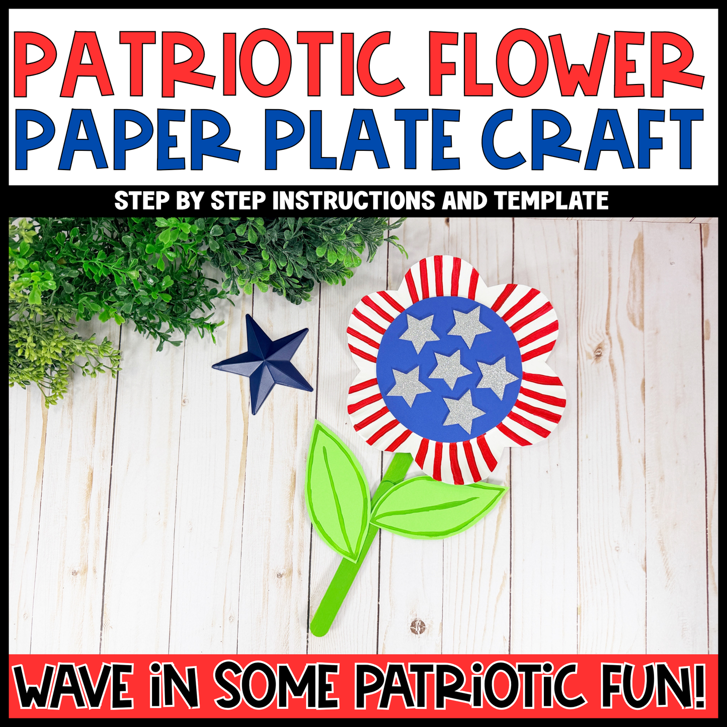 Patriotic Flower Paper Plate Craft | Memorial Day Craft