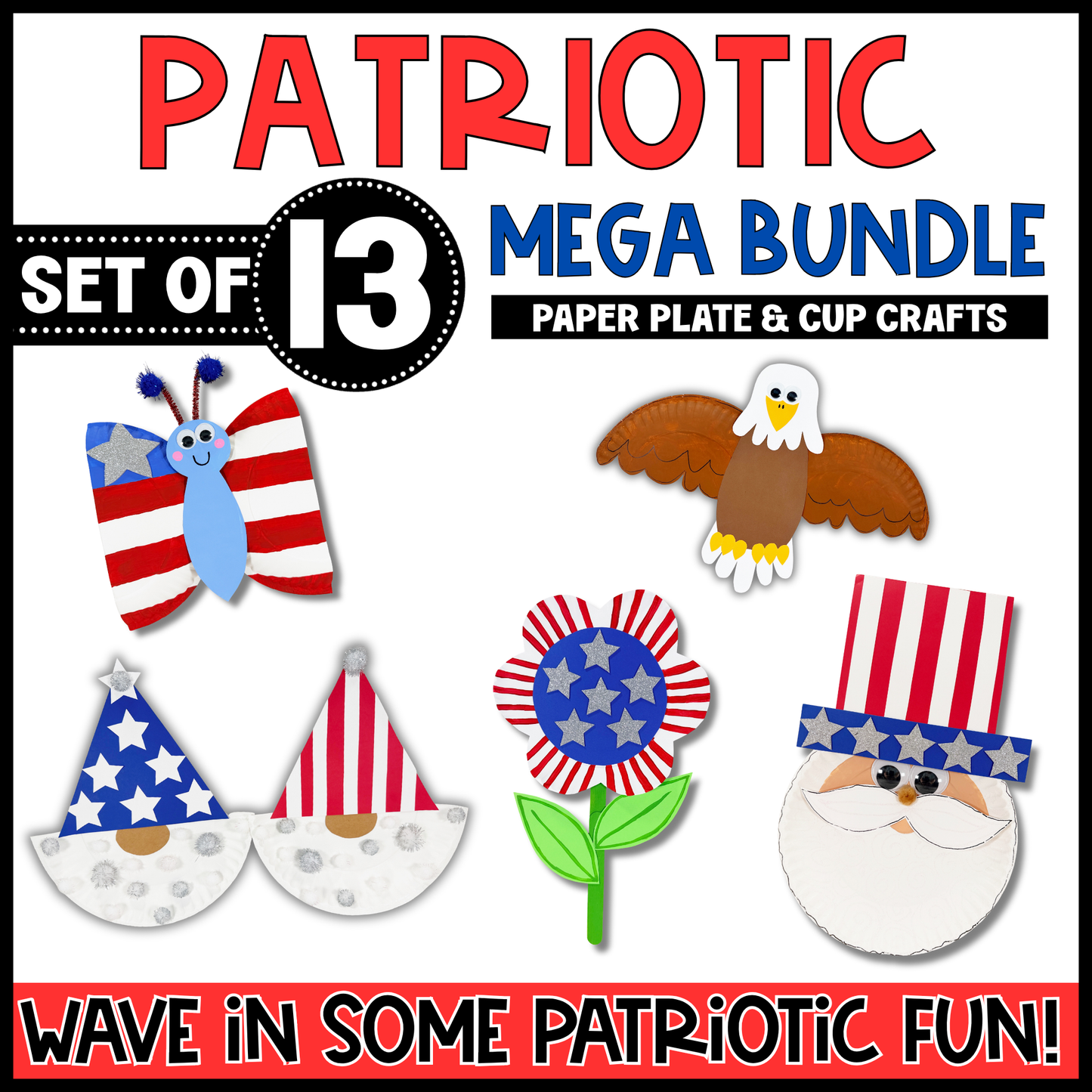 Patriotic Paper Plate Craft Bundle | Memorial Day Craft