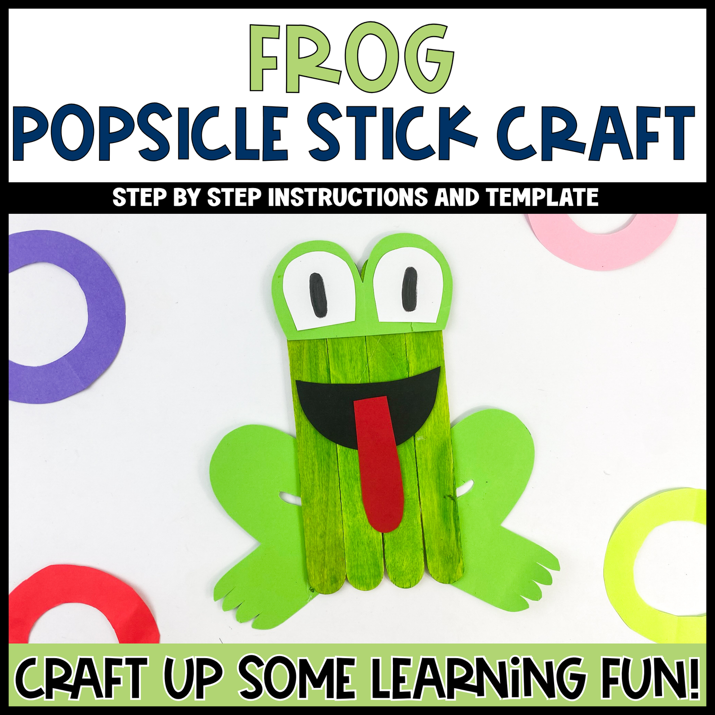 Frog Popsicle Stick Craft | Craft Stick Activity | Easy Classroom Craft
