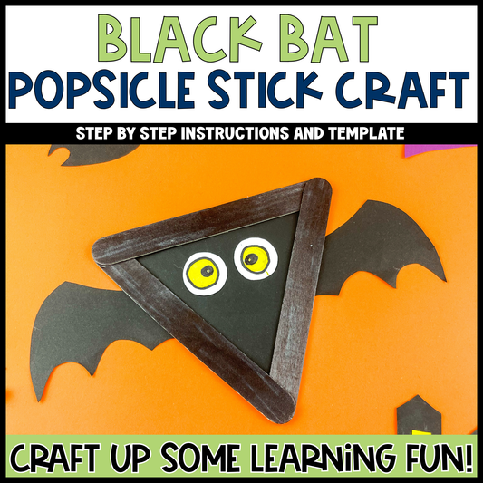 Black Bat Popsicle Stick Craft | Craft Stick Activity | Easy Classroom Craft