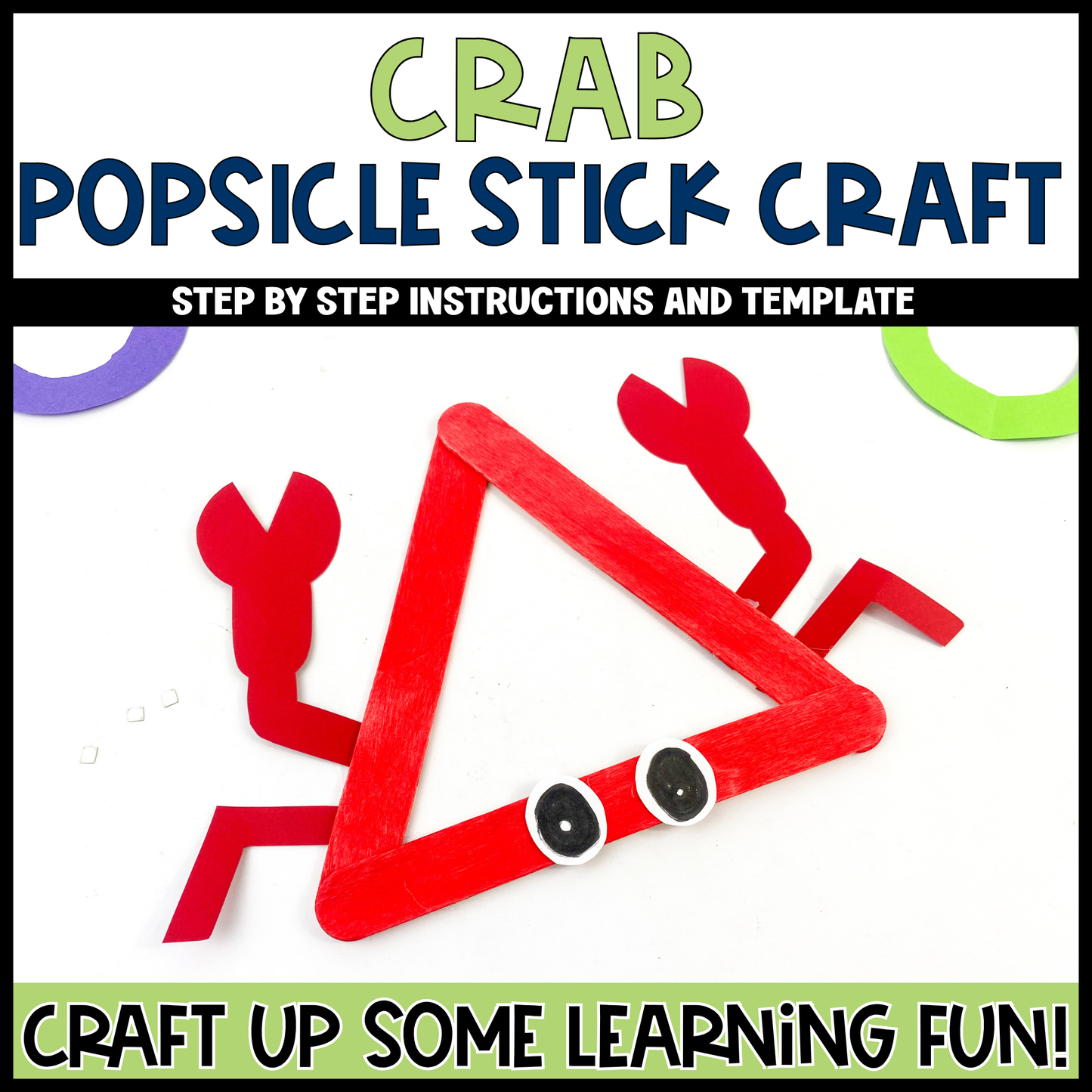 Crab Popsicle Stick Craft | Craft Stick Activity | Easy Classroom Craft
