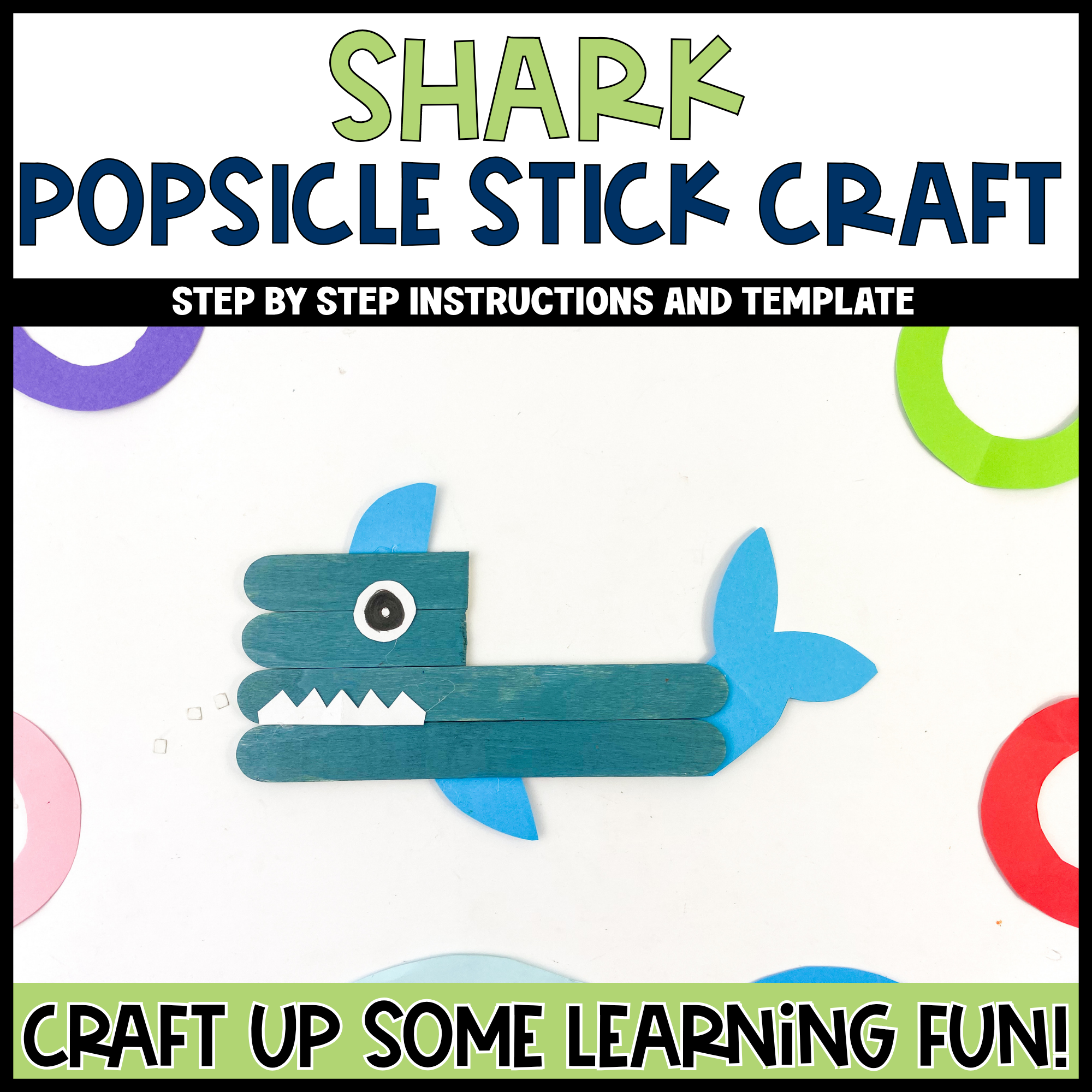 Shark Popsicle Stick Craft | Craft Stick Activity | Easy Classroom Cra ...