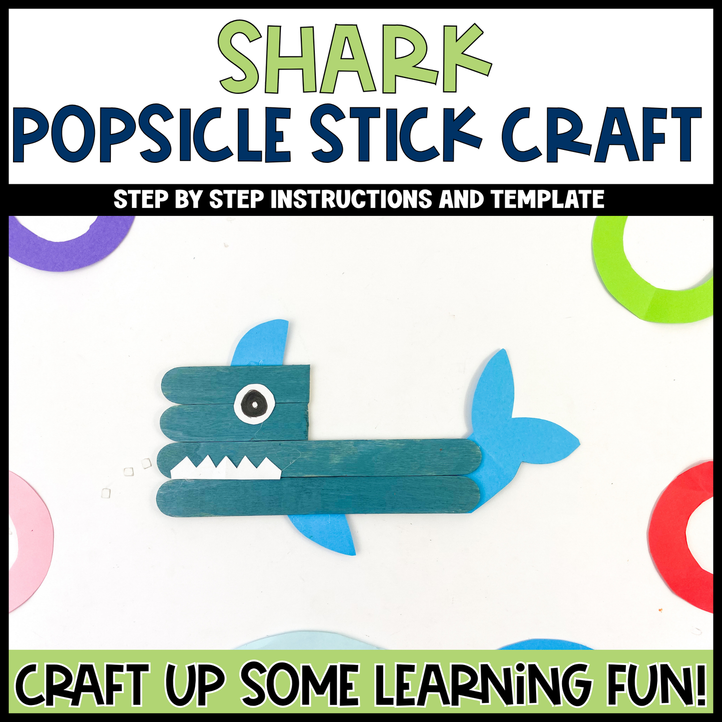 Shark Popsicle Stick Craft | Craft Stick Activity | Easy Classroom Craft