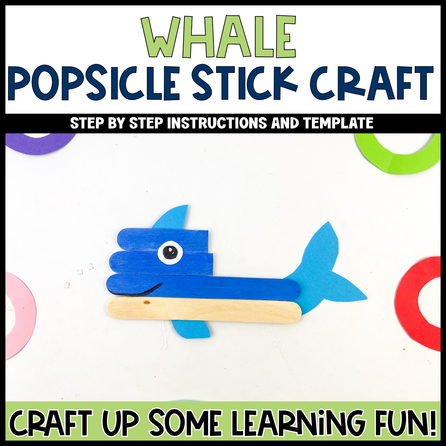 Whale Popsicle Stick Craft | Craft Stick Activity | Easy Classroom Craft