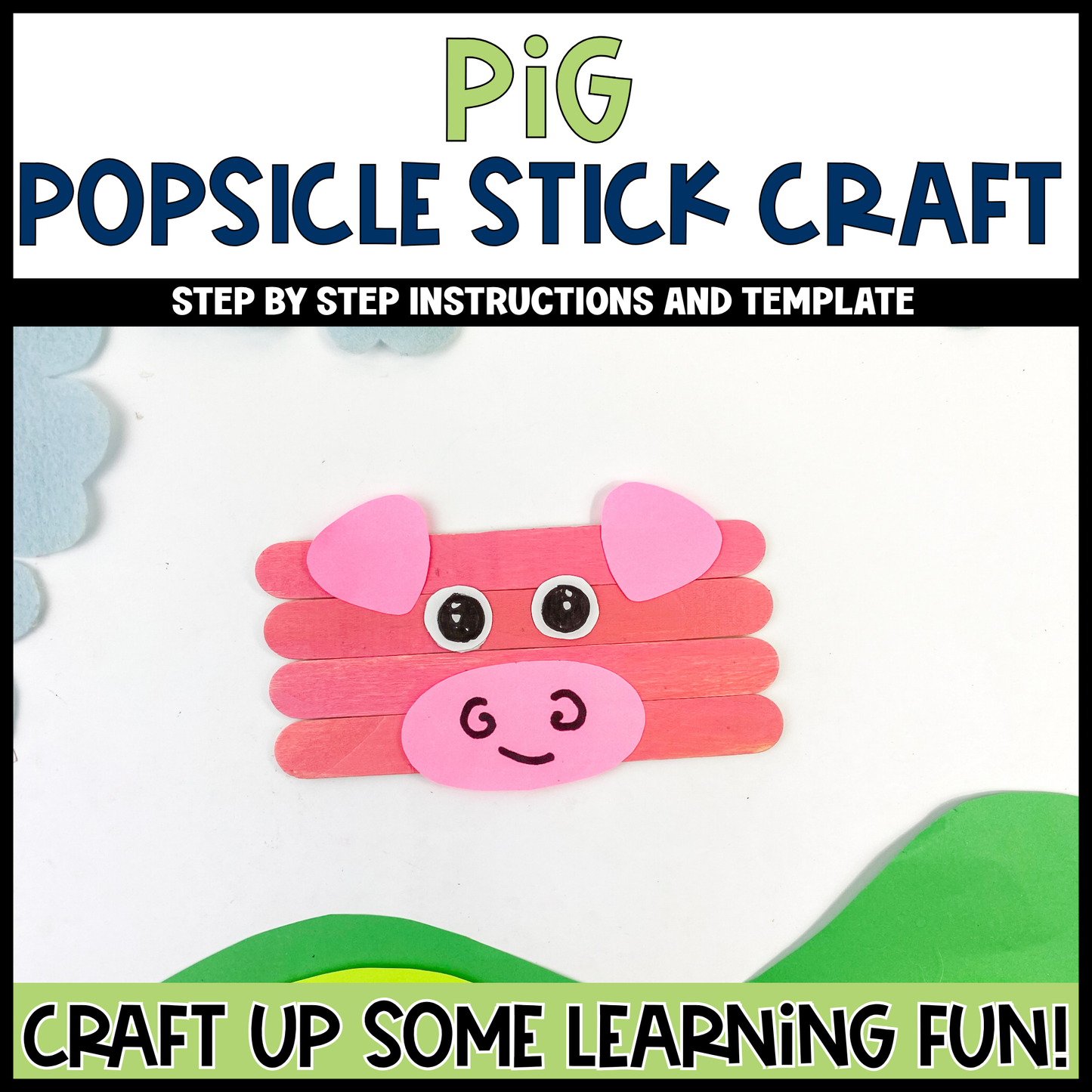 Pig Popsicle Stick Craft | Craft Stick Activity | Easy Classroom Craft