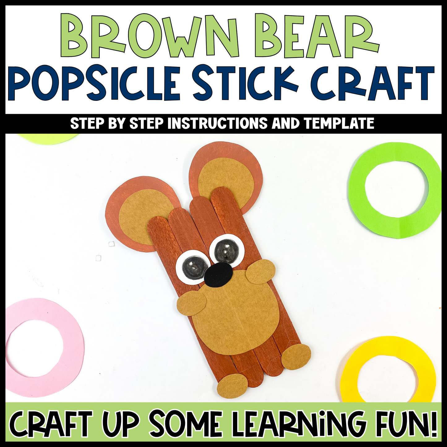 Brown Bear Popsicle Stick Craft | Craft Stick Activity | Easy Classroom Craft