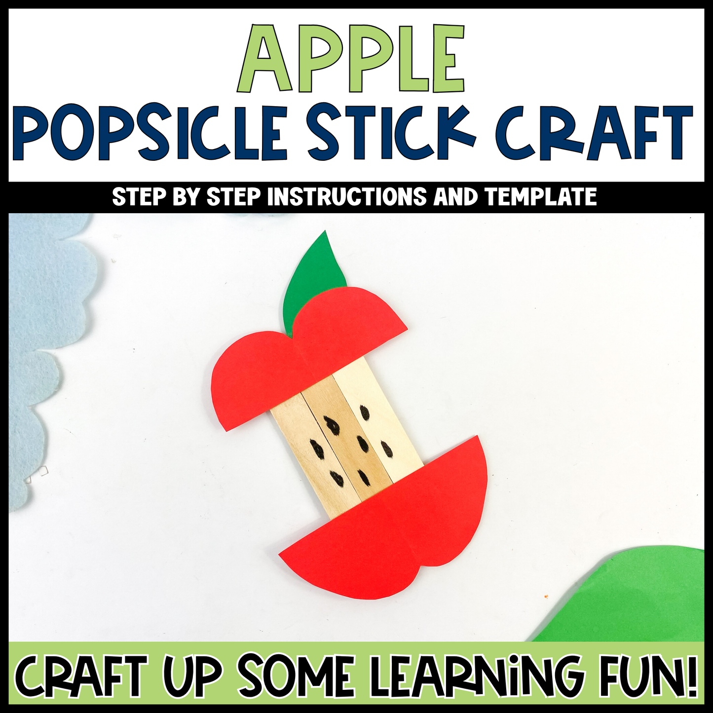 Apple Popsicle Stick Craft | Craft Stick Activity | Easy Classroom Craft