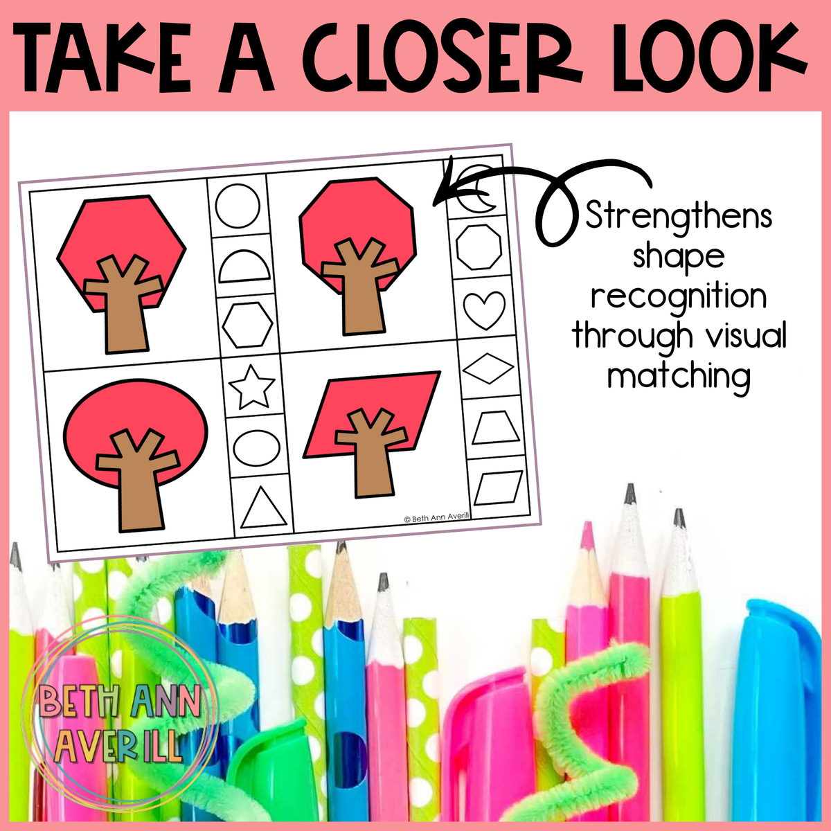 Fall Tree Shape Matching Clip Cards