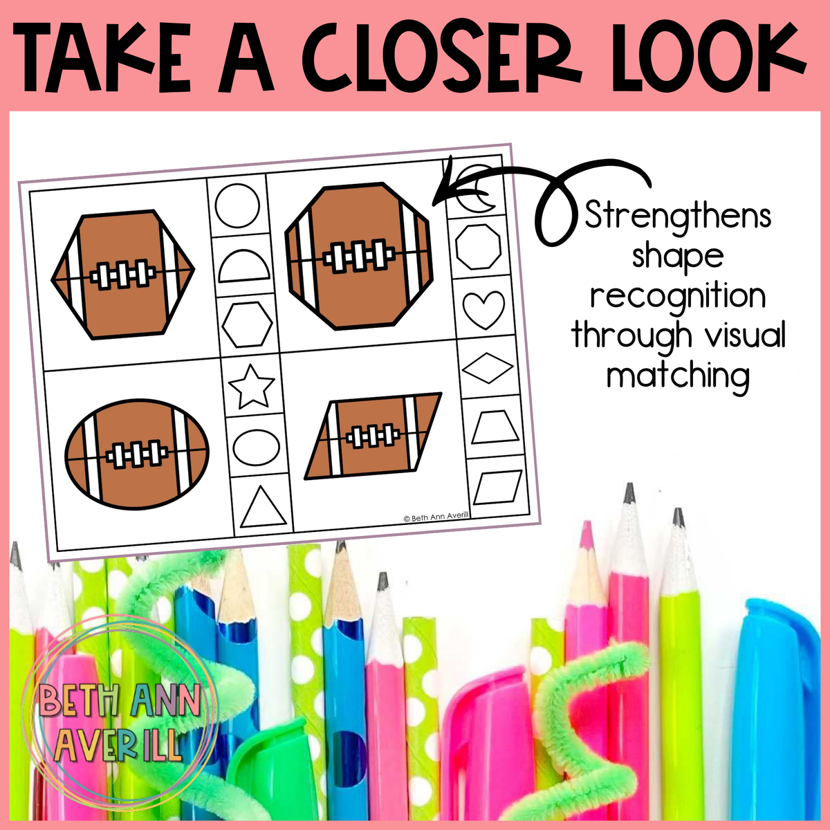 Football Shape Matching Clip Cards
