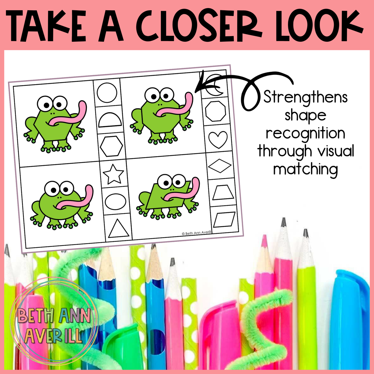 Frog Shape Matching Clip Cards