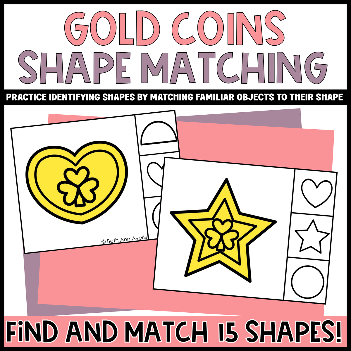 Gold Coin Shape Matching Clip Cards