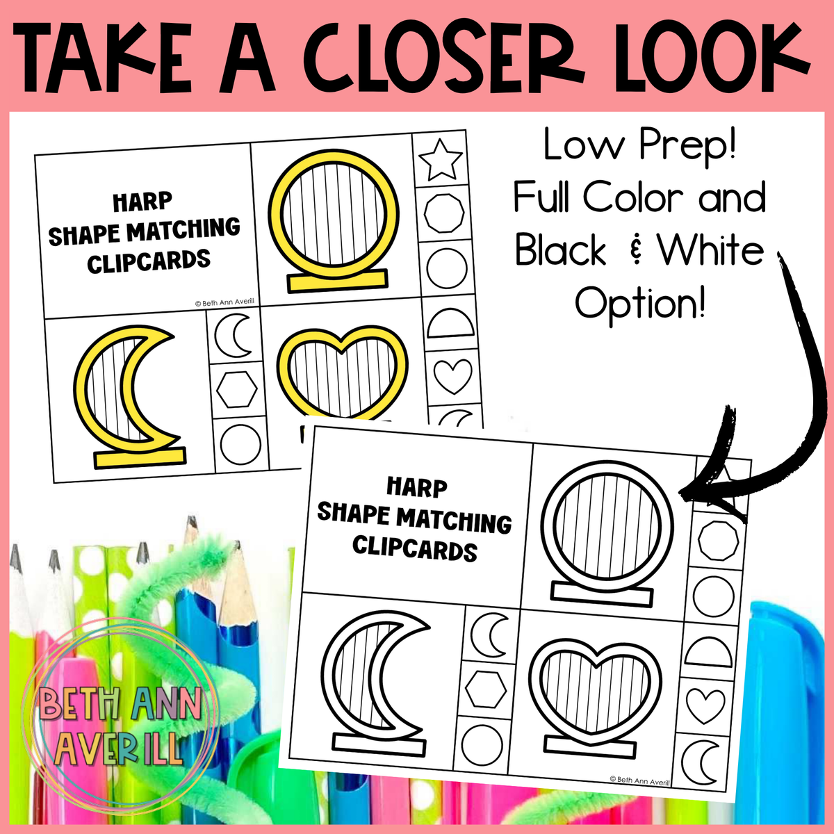 Harp Shape Matching Clip Cards