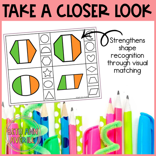 Irish Flag Shape Matching Clip Cards
