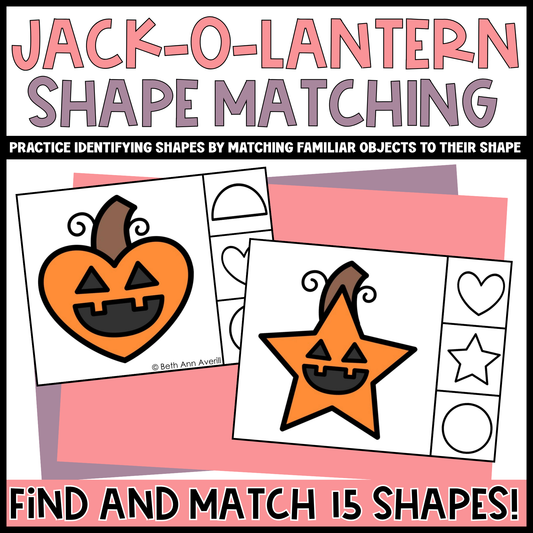 Jack O Lantern Shape Matching Clip Cards