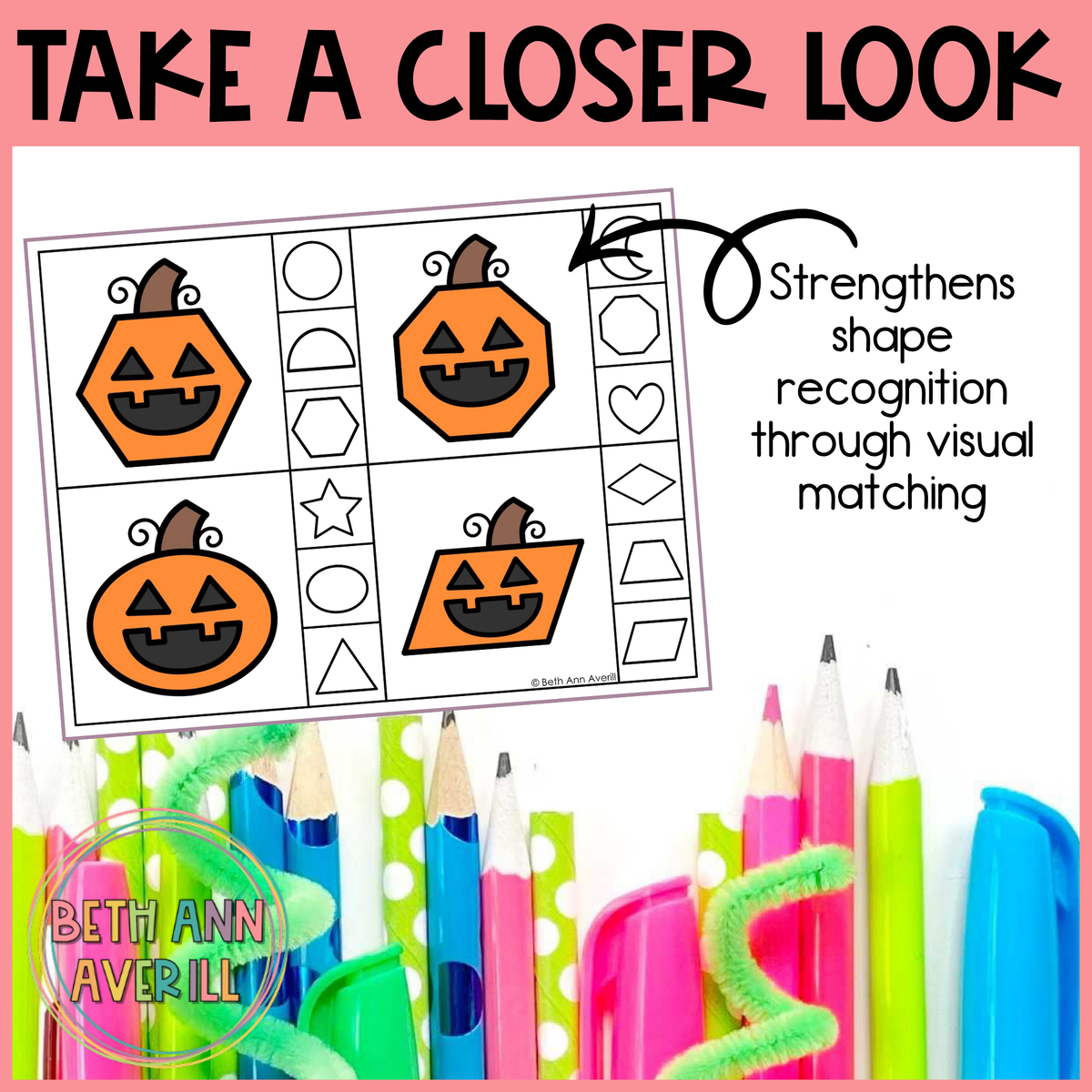 Jack O Lantern Shape Matching Clip Cards