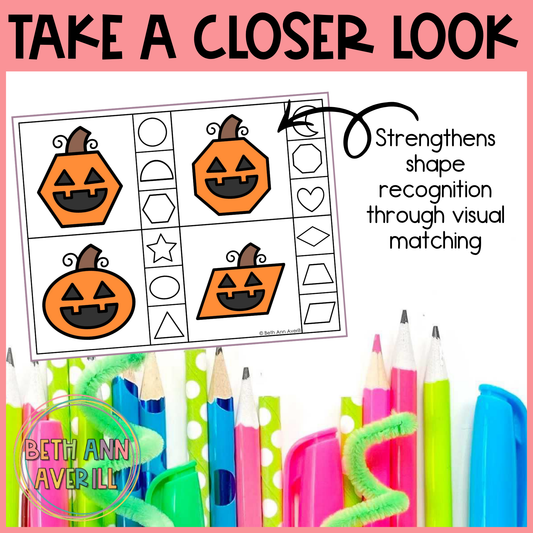 Jack O Lantern Shape Matching Clip Cards