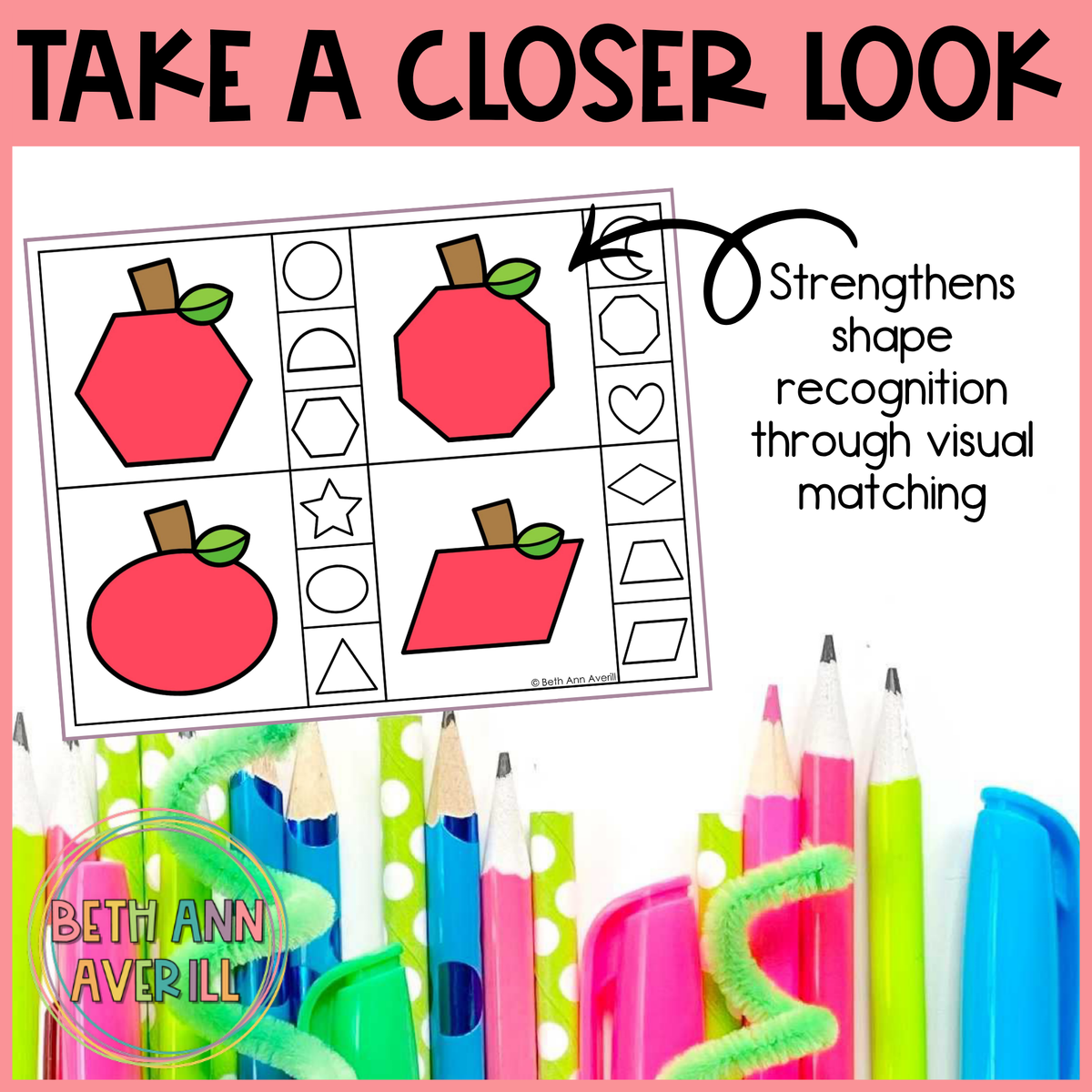 Apple Shape Matching Clip Cards