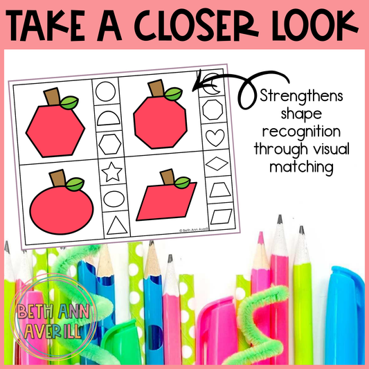 Apple Shape Matching Clip Cards