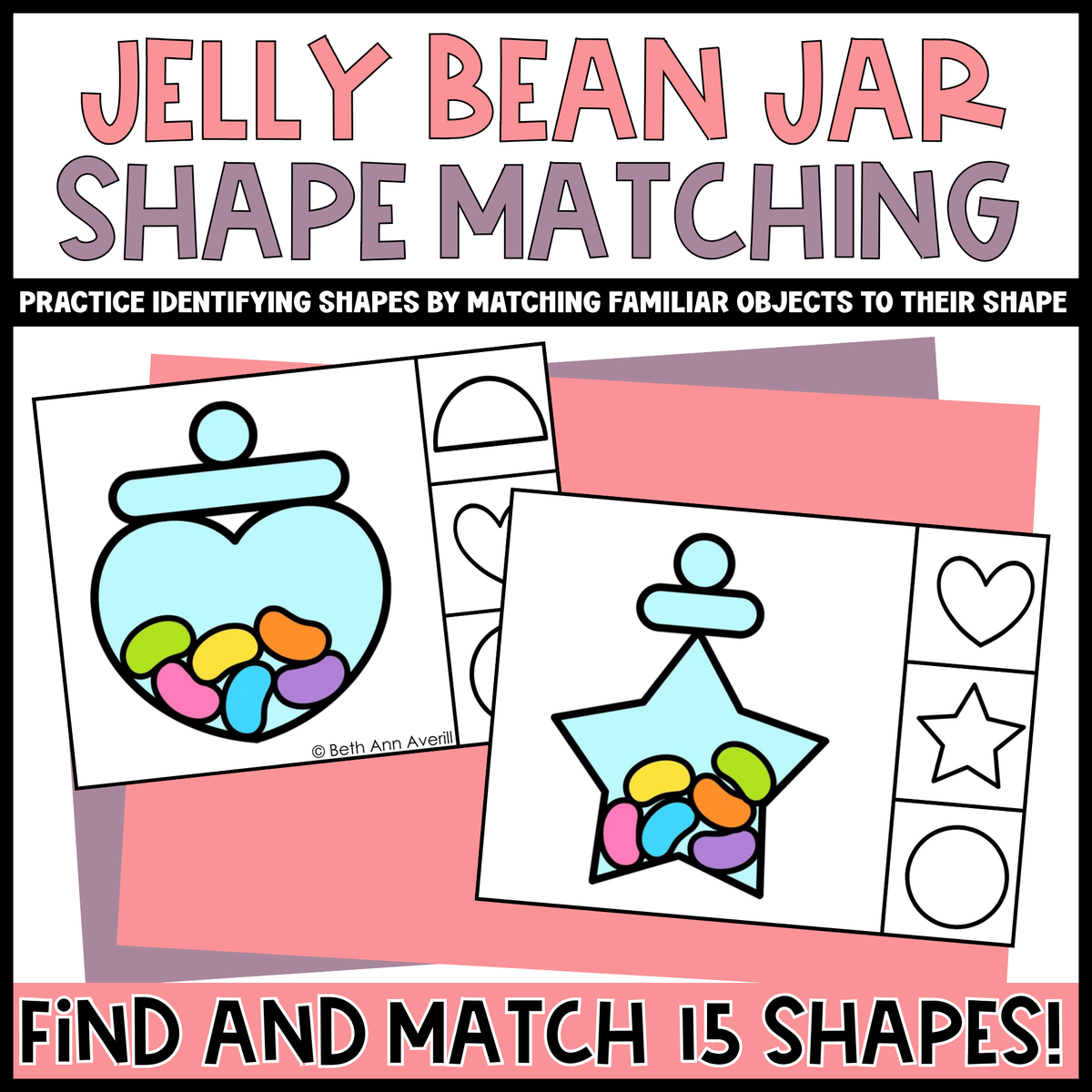 Jelly Bean Shape Matching Clip Cards