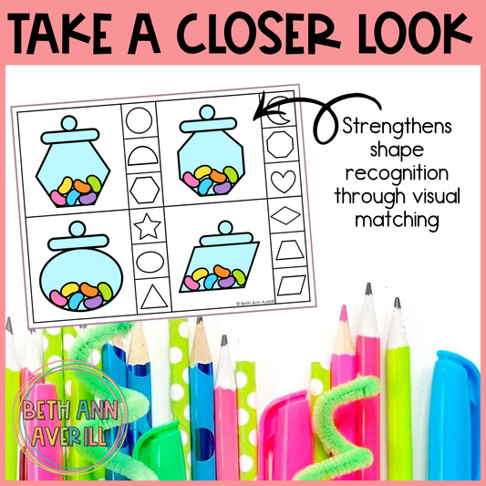 Jelly Bean Shape Matching Clip Cards