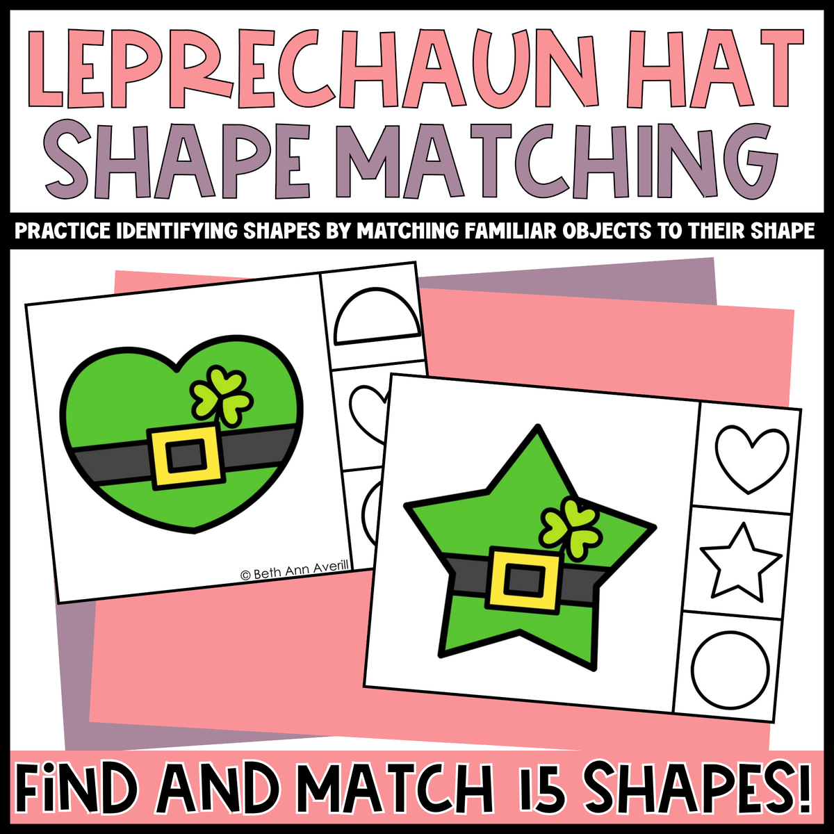 Leprechaun Hat Shape Matching Clip Cards