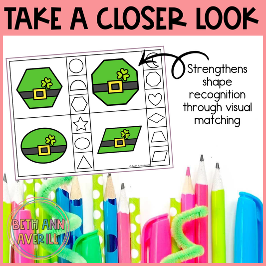 Leprechaun Hat Shape Matching Clip Cards