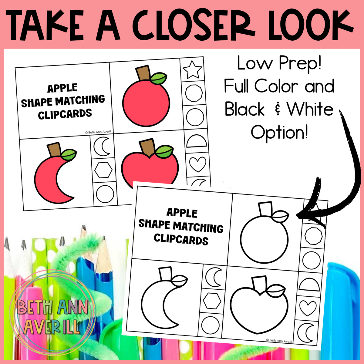 Apple Shape Matching Clip Cards