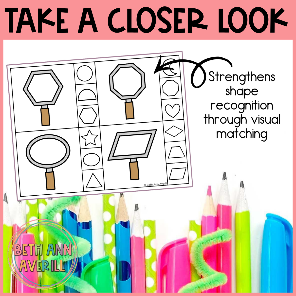 Magnify Glass Shape Matching Clip Cards