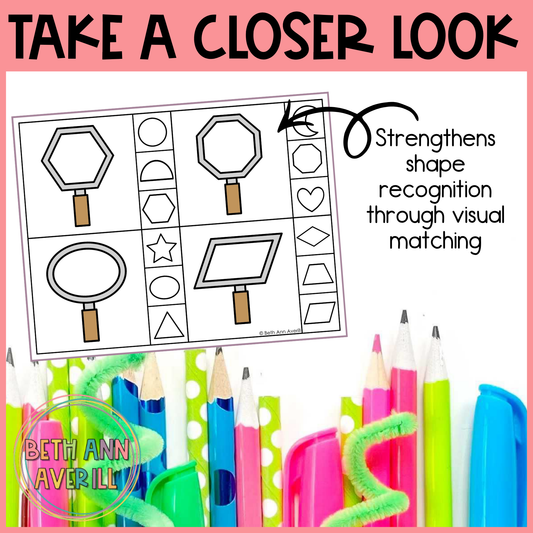 Magnify Glass Shape Matching Clip Cards