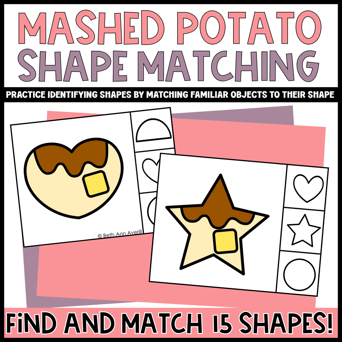 Mashed Potato Shape Matching Clip Cards