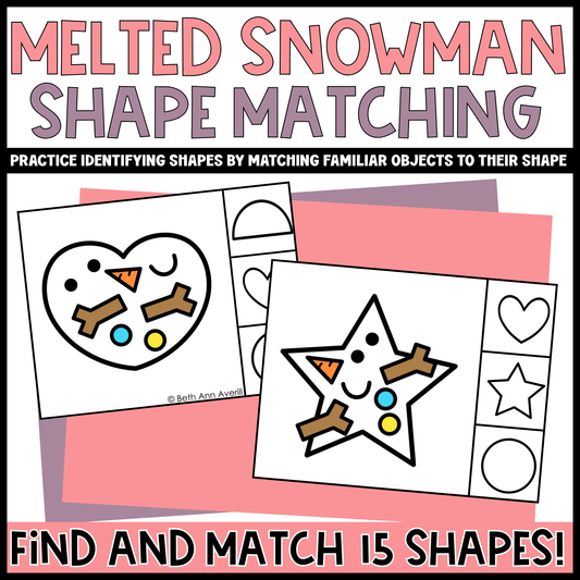 Melted Snowman Shape Matching Clip Cards