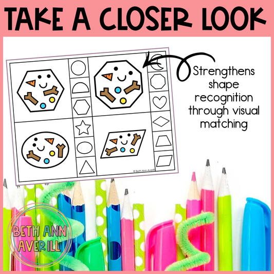 Melted Snowman Shape Matching Clip Cards