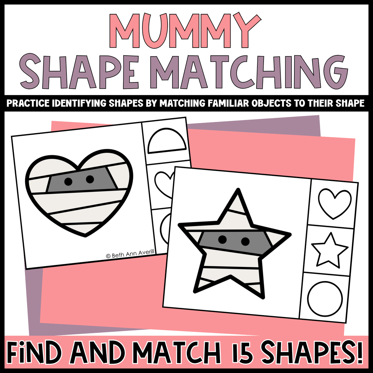 Mummy Shape Matching Clip Cards