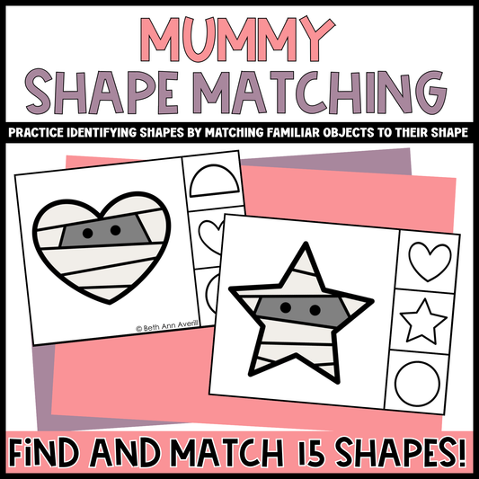 Mummy Shape Matching Clip Cards