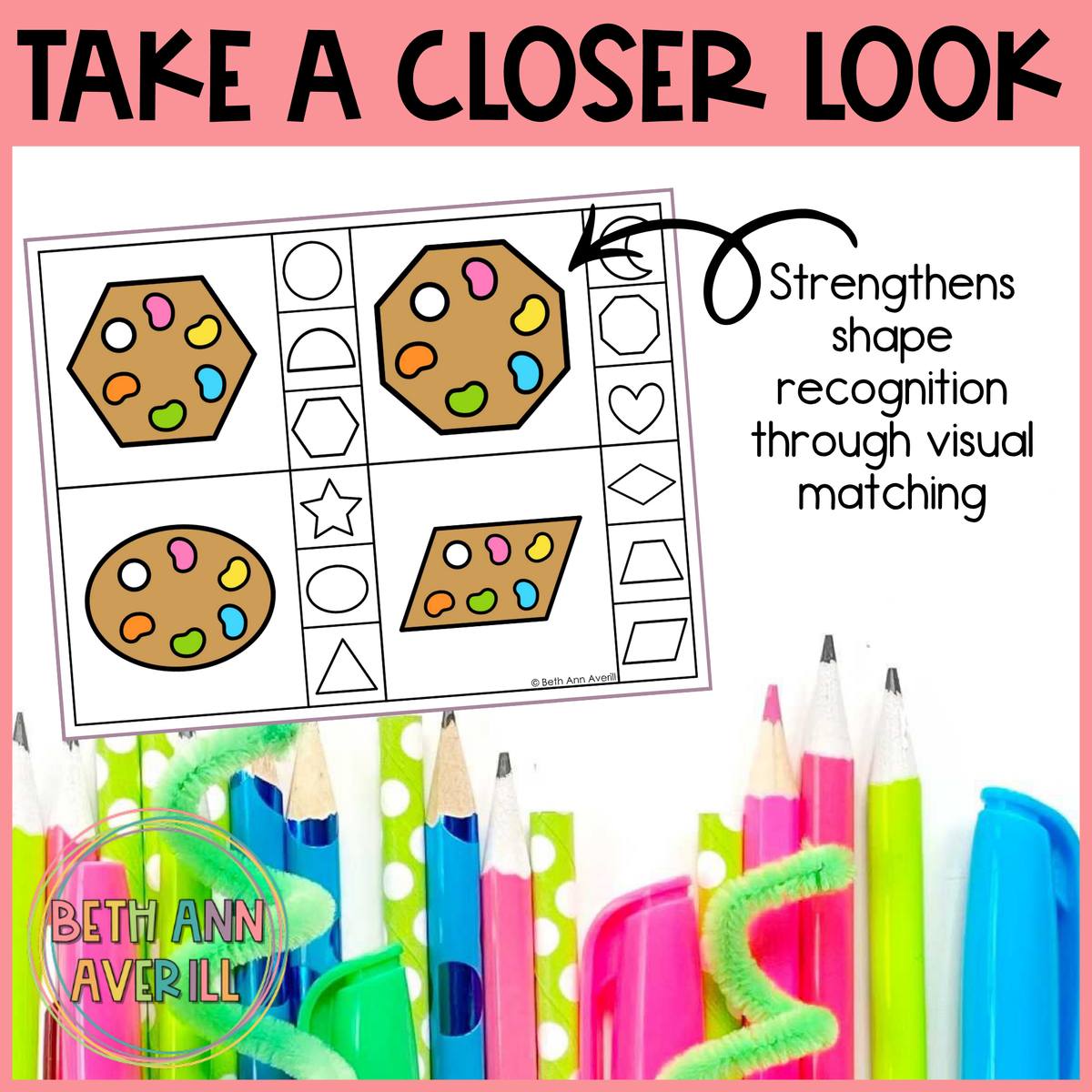 Paint Palette Shape Matching Clip Cards