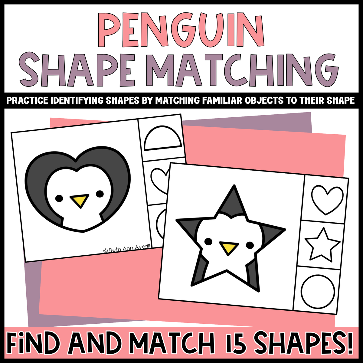 Penguin Shape Matching Clip Cards