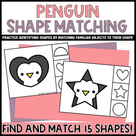 Penguin Shape Matching Clip Cards