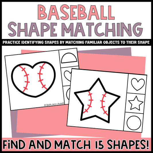 Baseball Shape Matching Clip Cards
