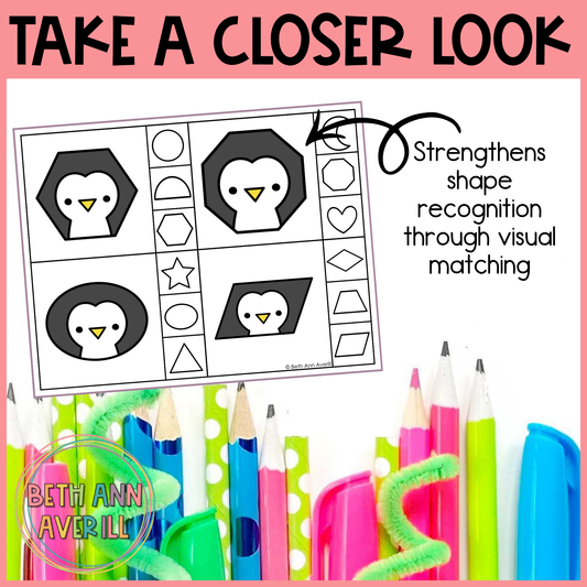 Penguin Shape Matching Clip Cards