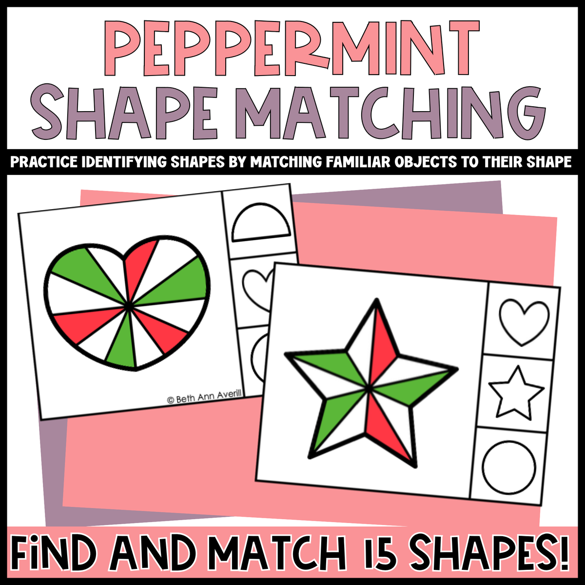 Peppermint Shape Matching Clip Cards